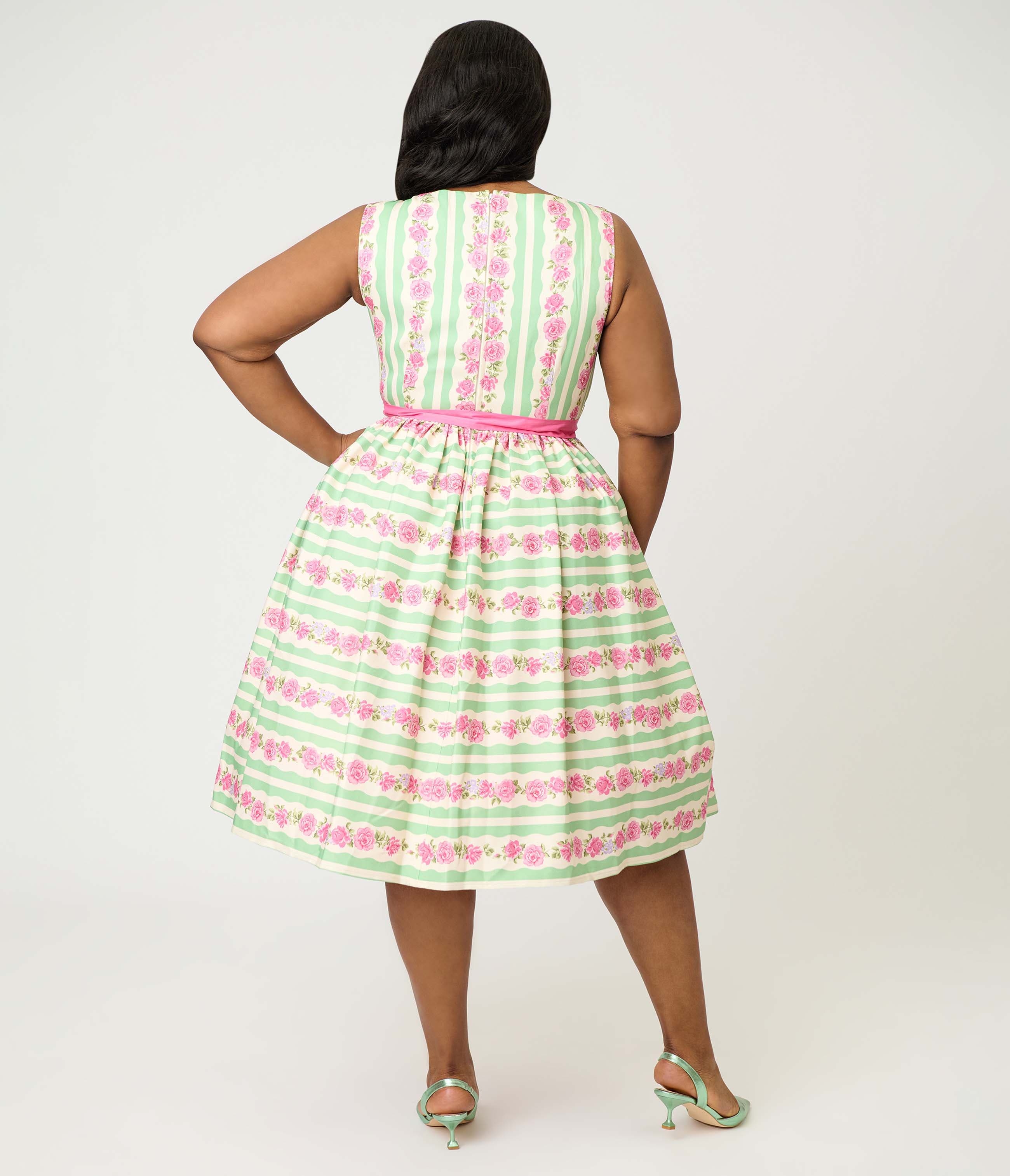 Plus Size Sleeveless Belted Swing Dress - image 2