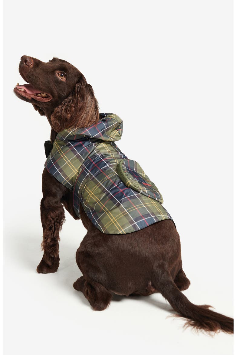 Tartan Showerproof Packable Dog Coat, Alternate, color, CLASSIC TARTAN