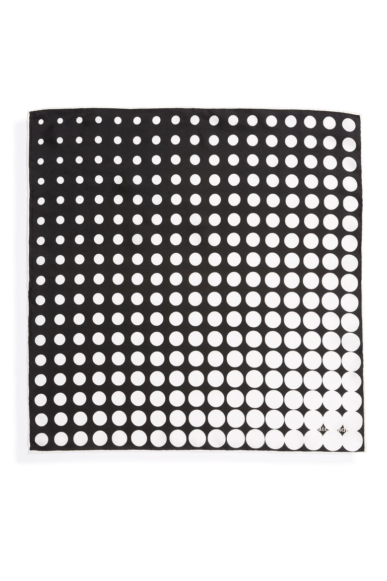 gradient dot silk scarf, Alternate, color, BLACK