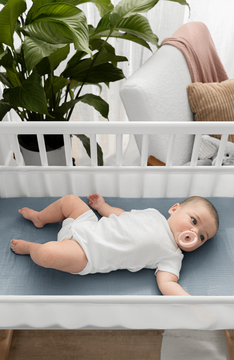 Comfy Cubs Muslin Cotton Bassinet Sheets, 1 Pack, Alternate, color, Pacific Blue