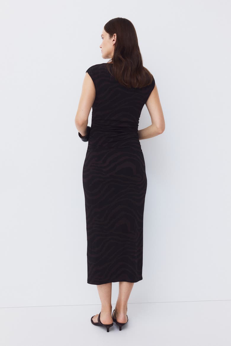 Mama Cap-sleeved Dress, Alternate, color, Dark brown/zebra print