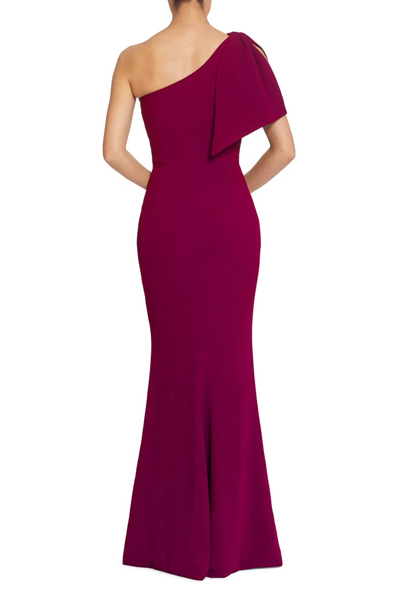Georgina One-Shoulder Crepe Gown, Alternate, color, DARK MAGENTA