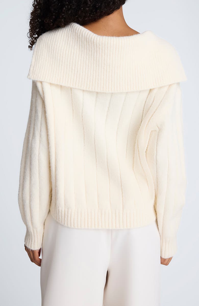 Kenneth Cole Polo Collar Wide Rib Sweter, Alternate, color, Oyster