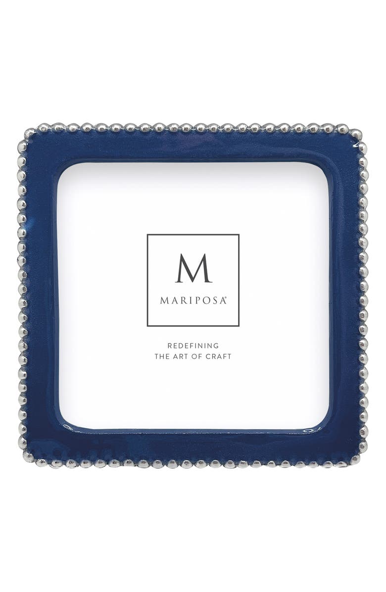 Mariposa Beaded Sand Cast Aluminum Picture Frame, Alternate, color, Blue