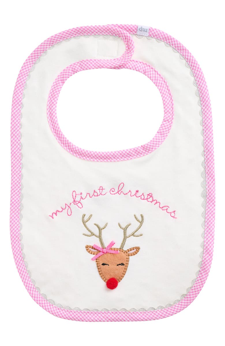Mud Pie My First Christmas Bib, Main, color, Pink