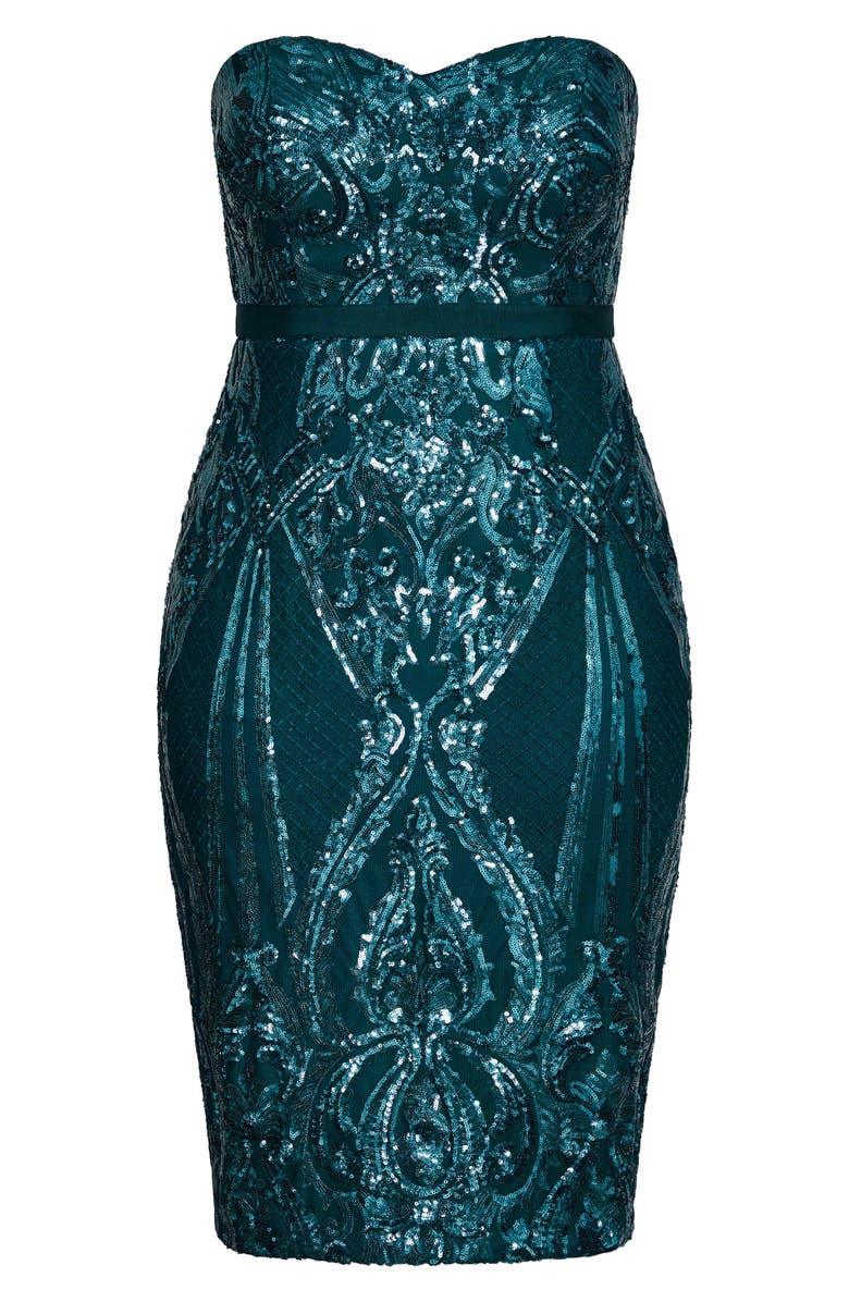 City Chic Sofia Embellished Strapless Sheath Dress, Alternate, color, 