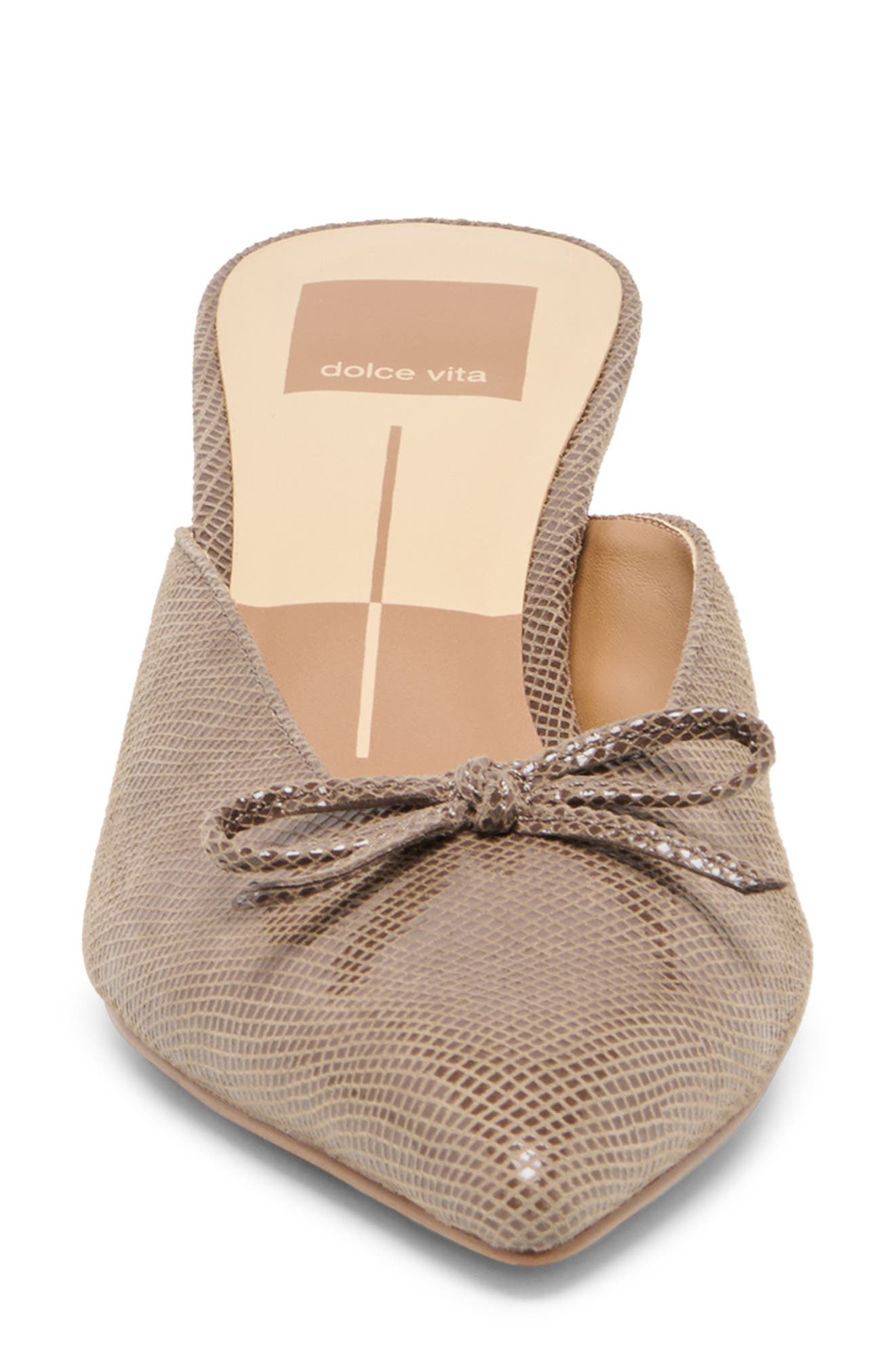 Cleo Pointed Toe Kitten Heel Mule, Alternate, color, OLIVE EMBOSSED SUEDE