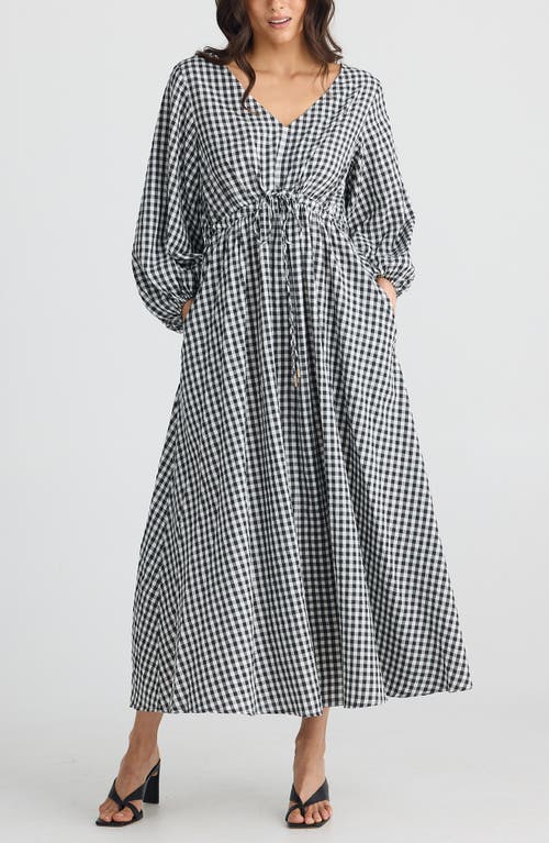 BRAVE + TRUE BRAVE+TRUE SUNSHINE PLAID LONG SLEEVE MAXI DRESS 