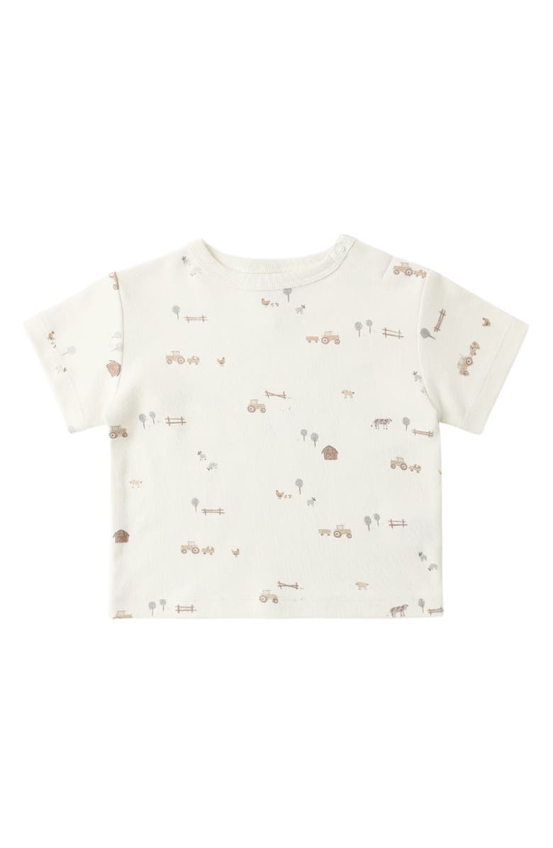 QUINCY MAE Kids' Farm Print Boxy Organic Cotton T-Shirt, Alternate, color, Ivory