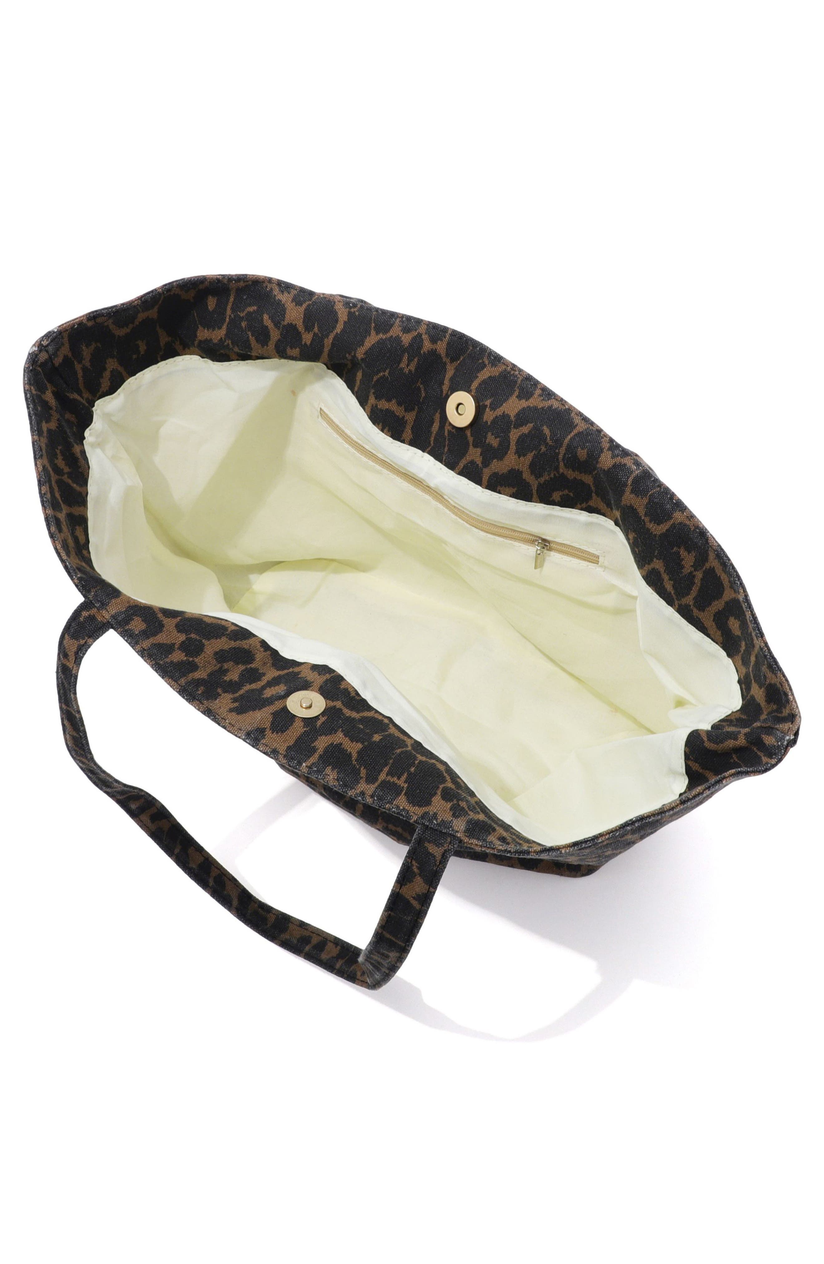 Leopard Print Large Tote Bag, Alternate, color, BROWN