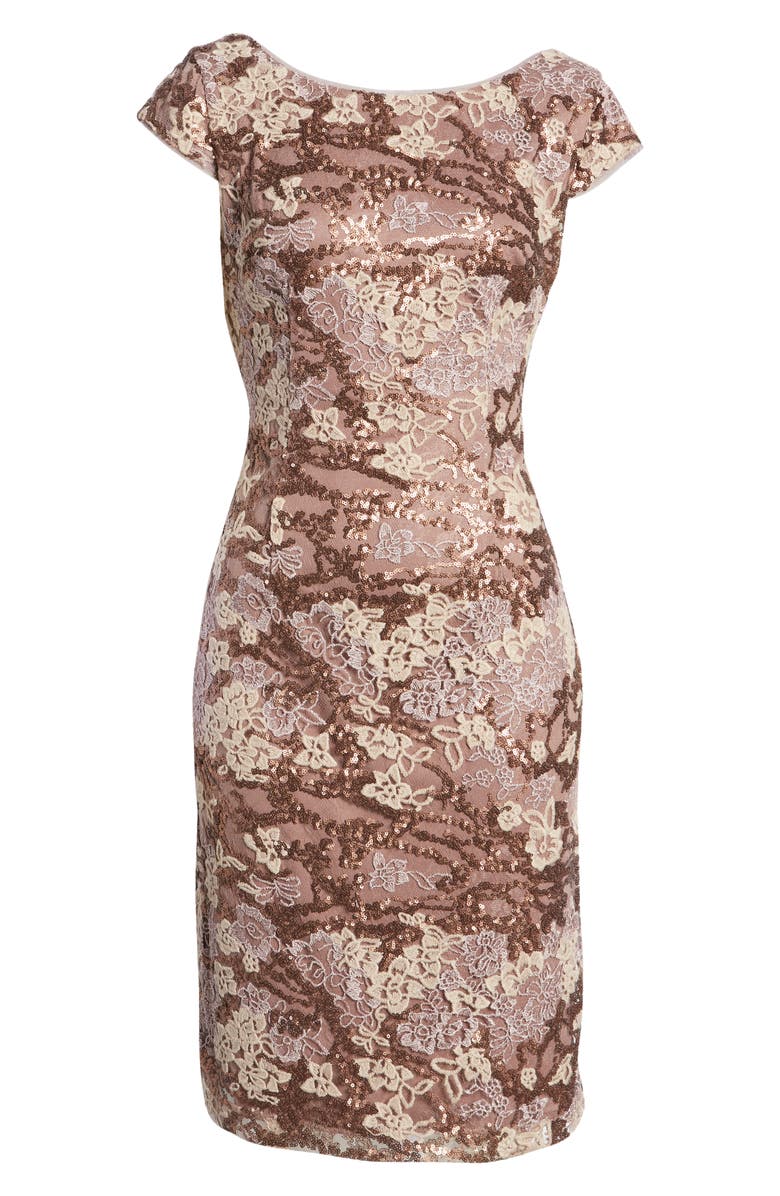 Alex Evenings Embroidered Sheath Dress, Alternate, color,