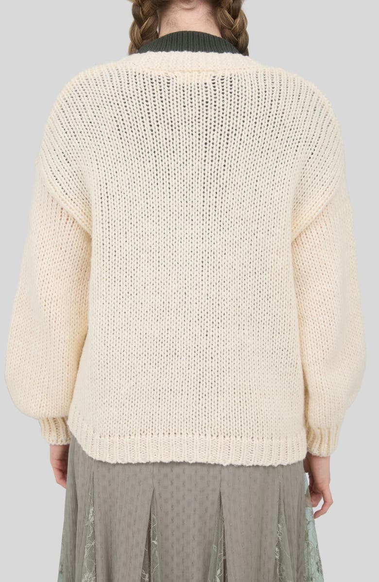 Blu Pepper Floral Embroidered Cardigan, Alternate, color, Cream