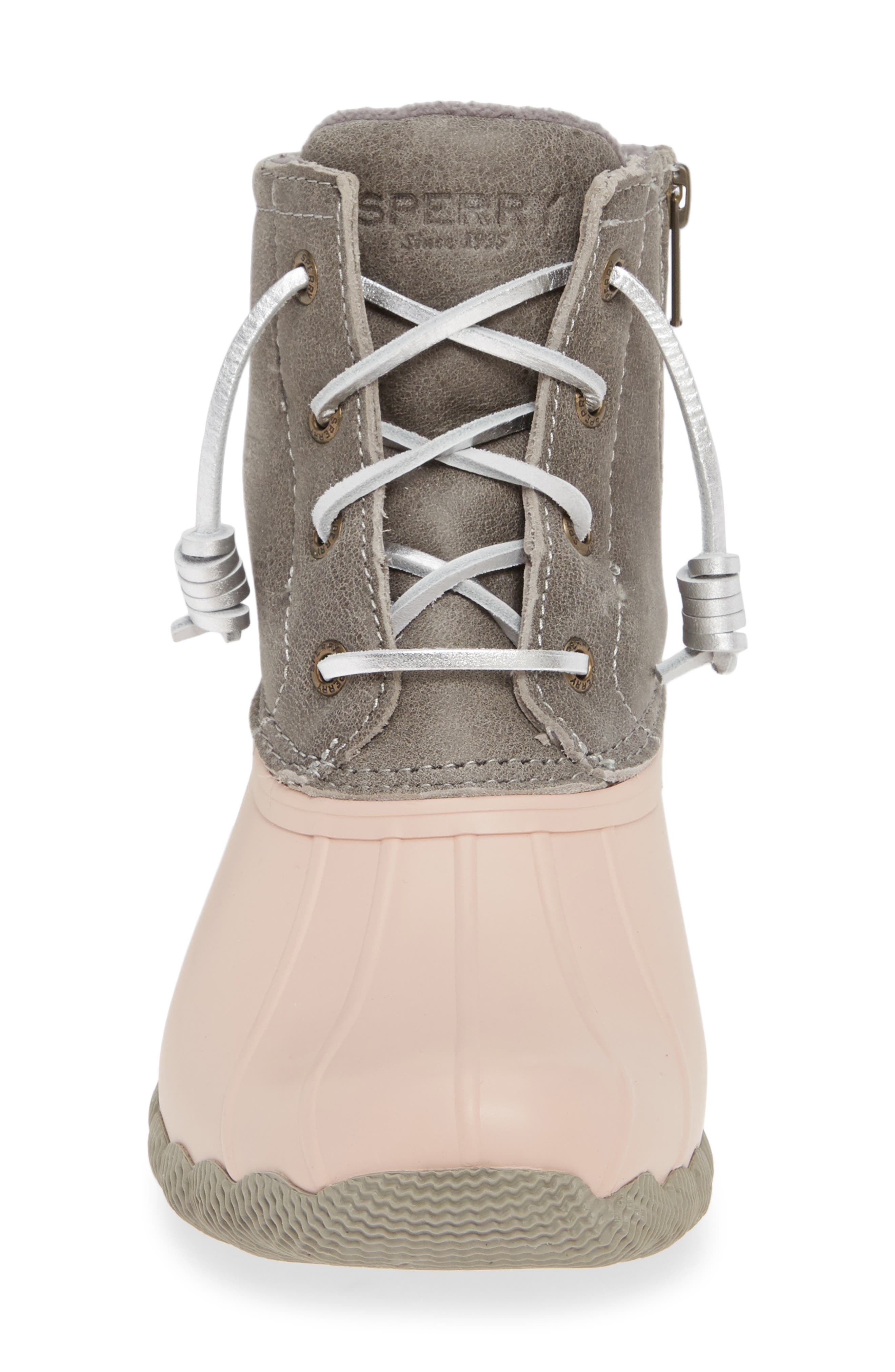 Saltwater Rain Boot, Alternate, color, GREY/ ROSE LEATHER