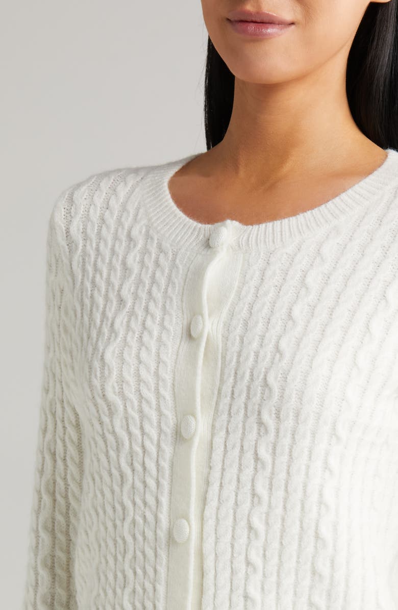 All in Favor Crop Cable Cardigan, Alternate, color, Ivory