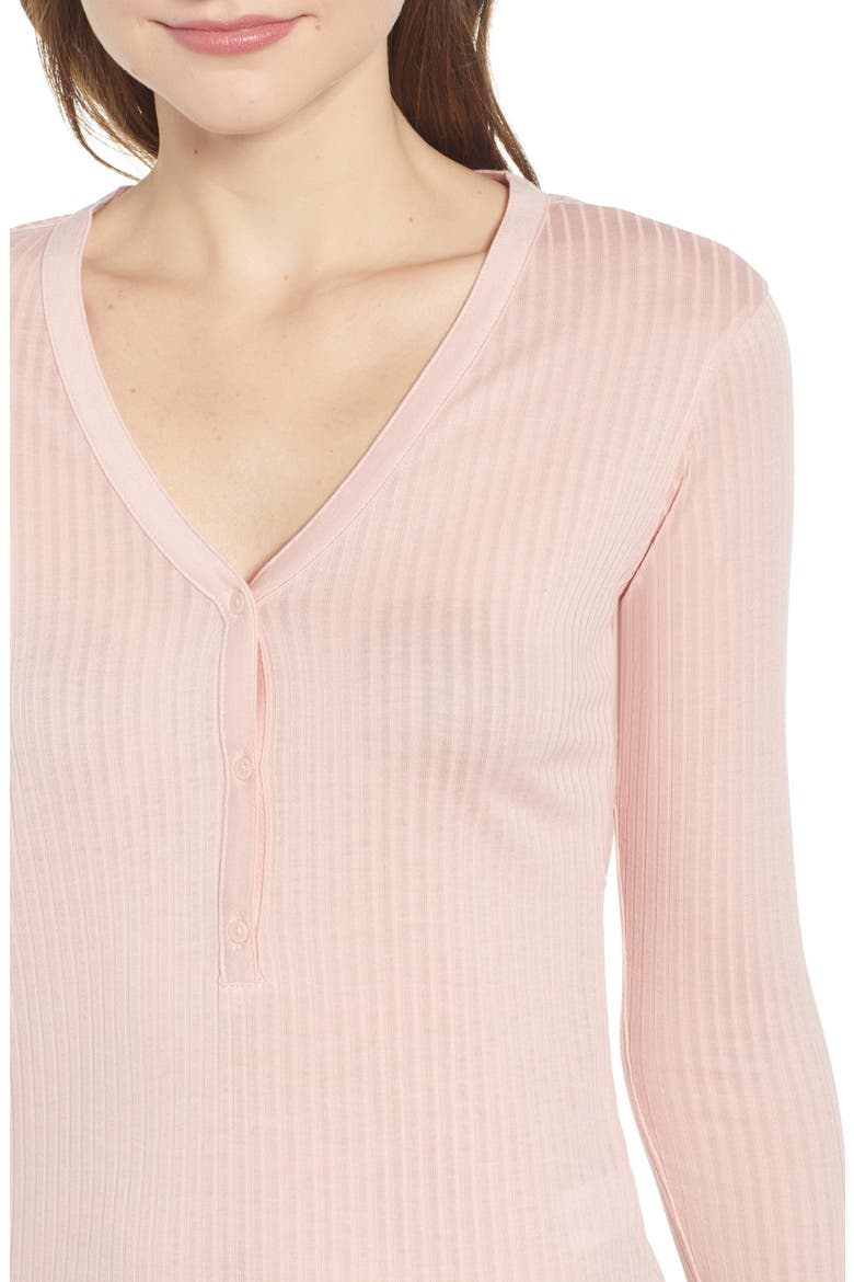 V-Neck Henley Top, Alternate, color, PINK SILVER