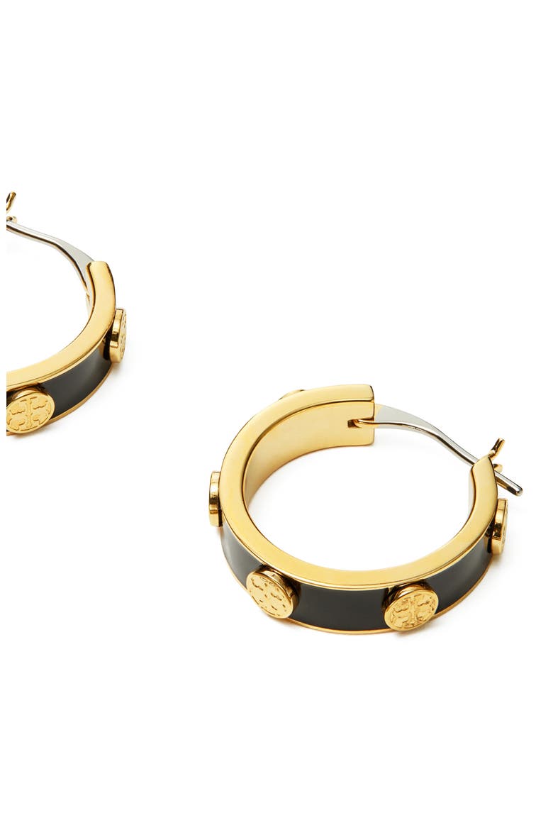 Miller Logo Hoop Earrings, Alternate, color, TORY GOLD / BLACK