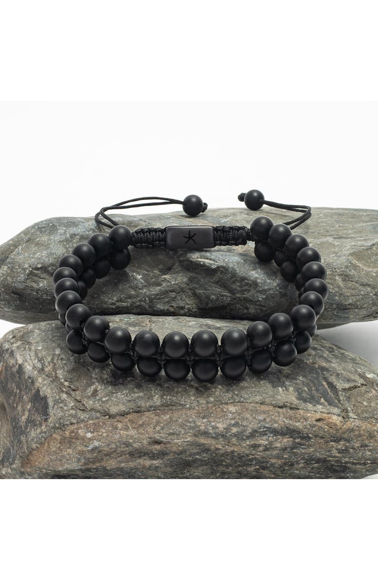 Starfish Project Helix Matte Black Agate Rope Beaded Bracelet, Main, color, Black