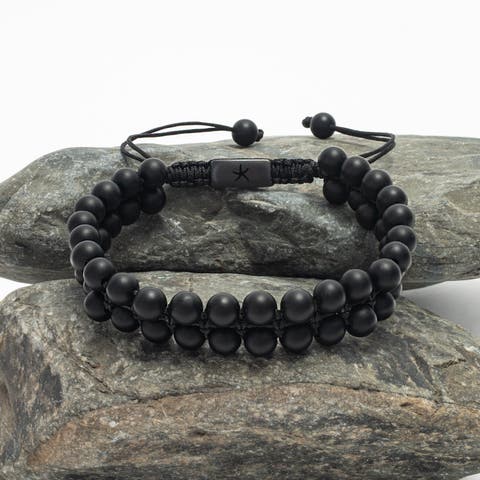 Helix Matte Black Agate Rope Beaded Bracelet