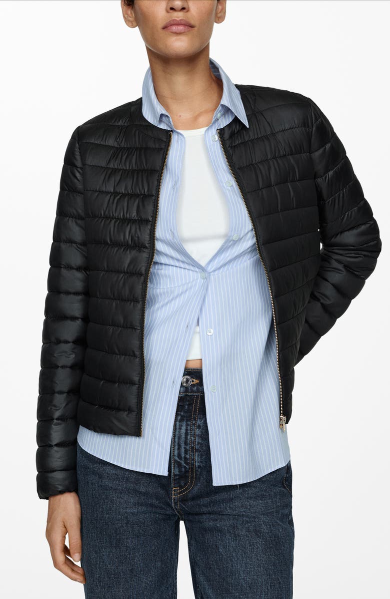 MANGO Pocket Quilted Jacket, Alternate, color, Black