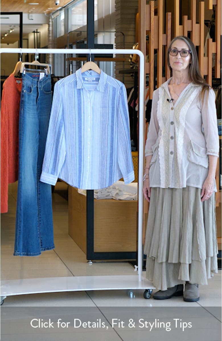 Breezy Bay Linen Stripe Button-Up Shirt, sales video thumbnail