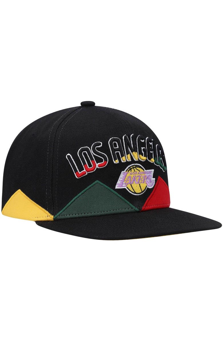 Mitchell & Ness Men's Mitchell & Ness Black Los Angeles Lakers Hardwood Classics Black History Month Snapback Hat, Alternate, color, 