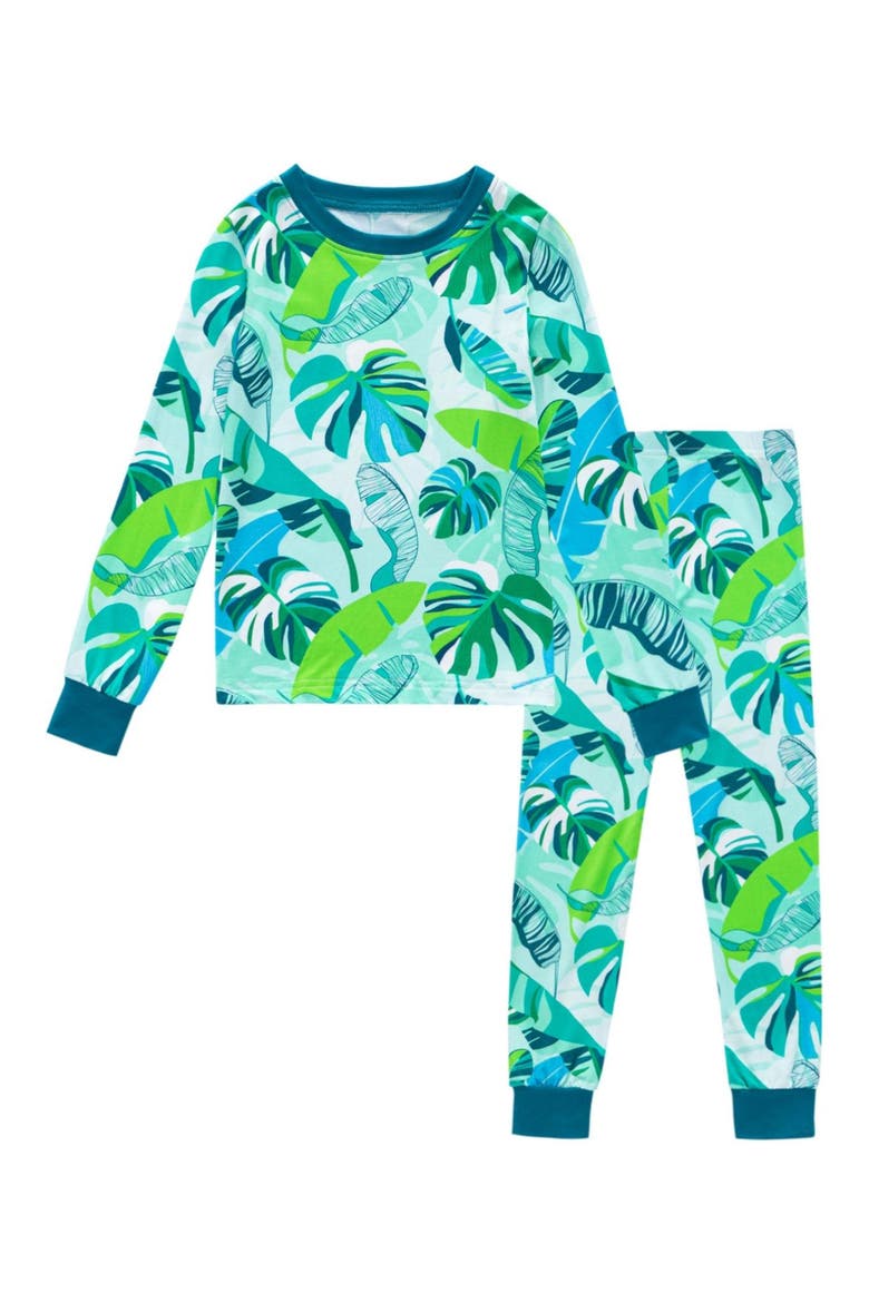 Backyard Oasis Fitted Two-Piece Pajamas, Main, color, GREEN