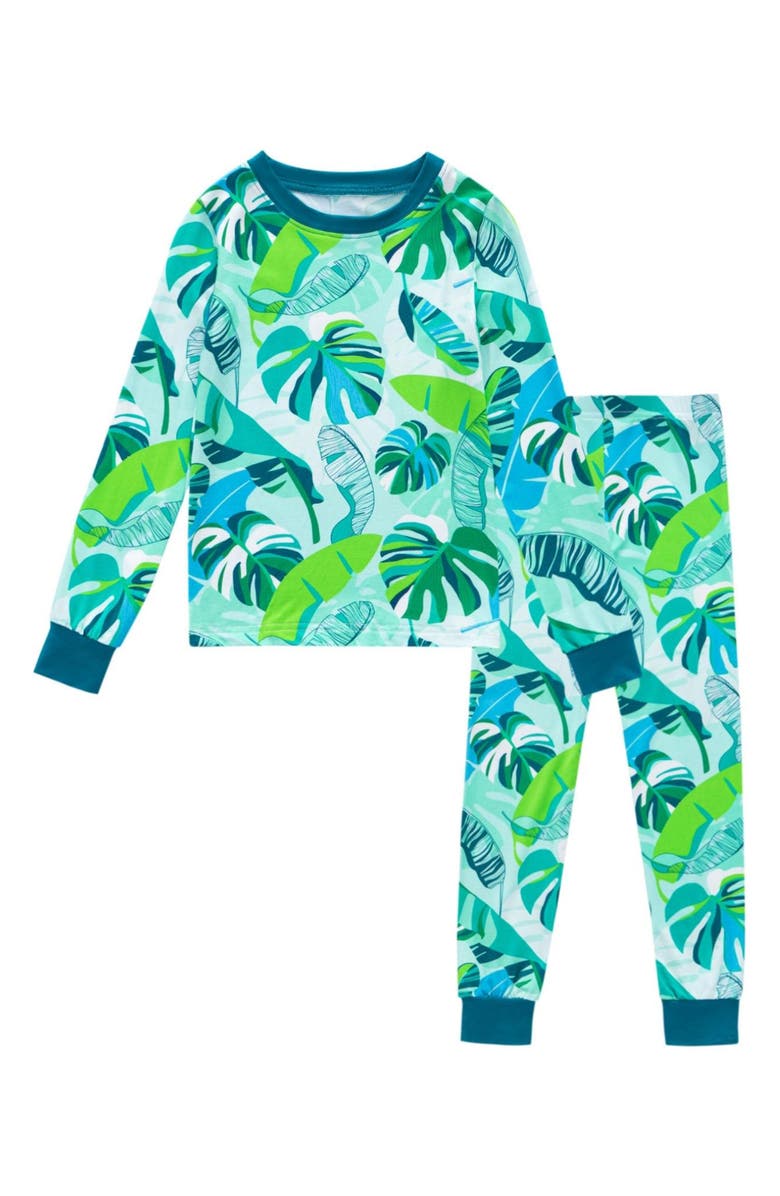 Coco Moon Backyard Oasis Fitted Two-Piece Pajamas, Main, color, Green