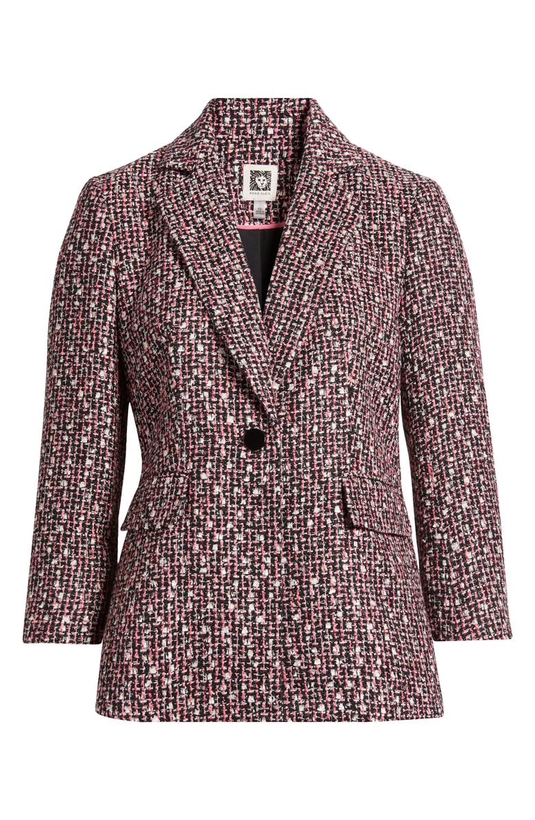 Anne Klein One Button Tweed Blazer, Alternate, color, 