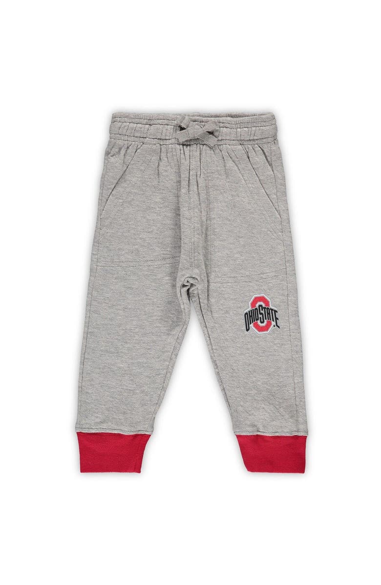 Wes & Willy Infant Wes & Willy Heathered Gray/Scarlet Ohio State Buckeyes Jie Jie Long Sleeve Bodysuit & Pants Set, Alternate, color, Heather Gray