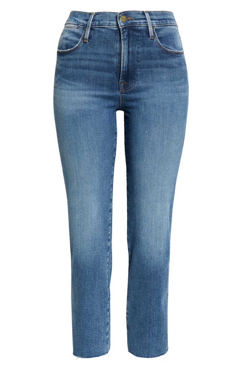 FRAME Le High Raw Hem Crop Straight Leg Jeans, Alternate, color,