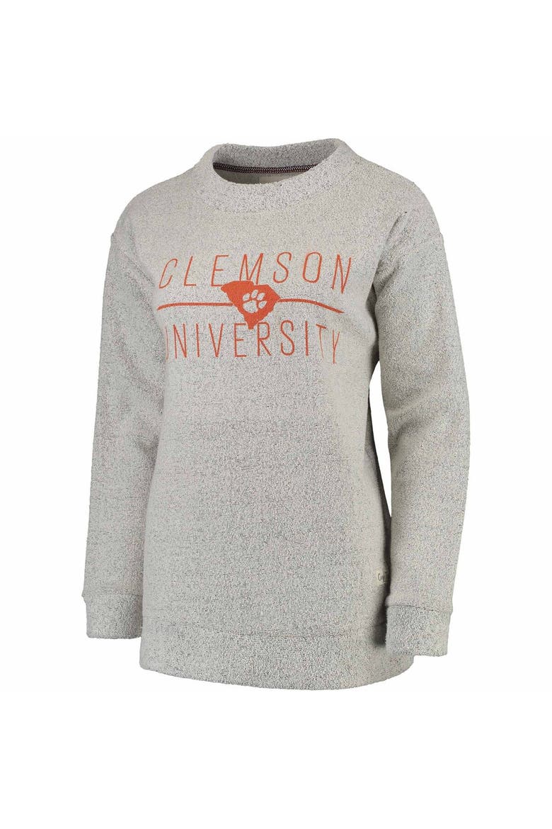 Women's Pressbox Cream Clemson Tigers Comfy Terry Crew Sweatshirt, Main, color, Ash