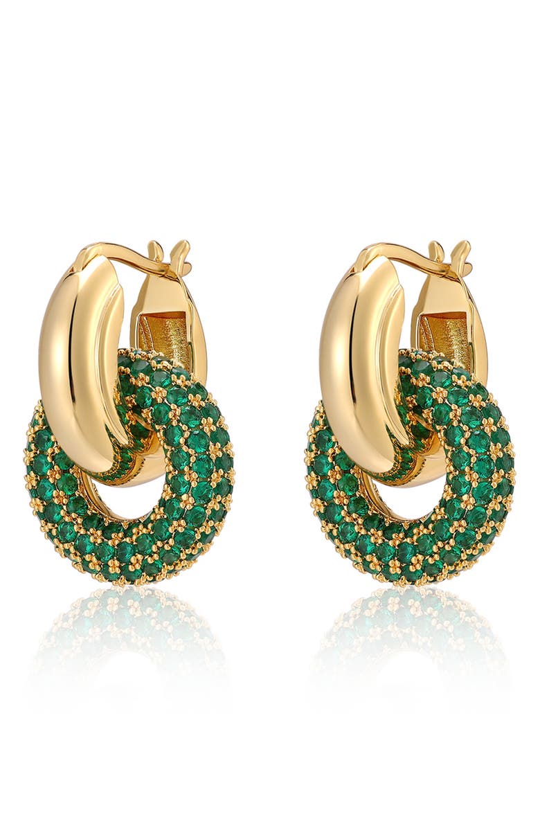 Luv AJ Pavé Interlock Hoop Earrings, Main, color,