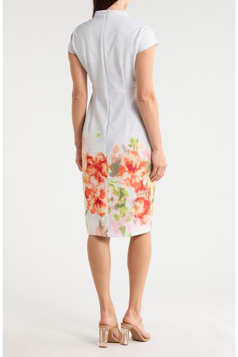 Placed Floral Print Cap Sleeve Sheath Dress, Alternate, color, STARBURST MULTI