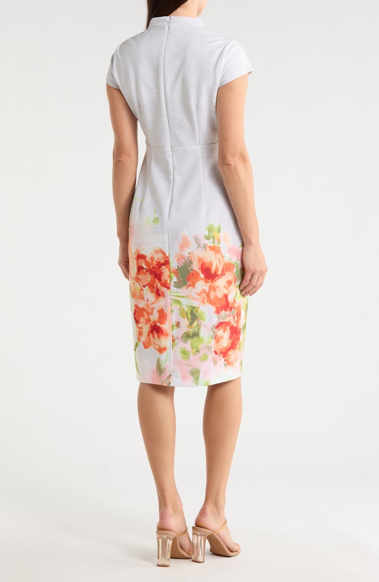 Calvin Klein Placed Floral Print Cap Sleeve Sheath Dress, Alternate, color, Starburst Multi