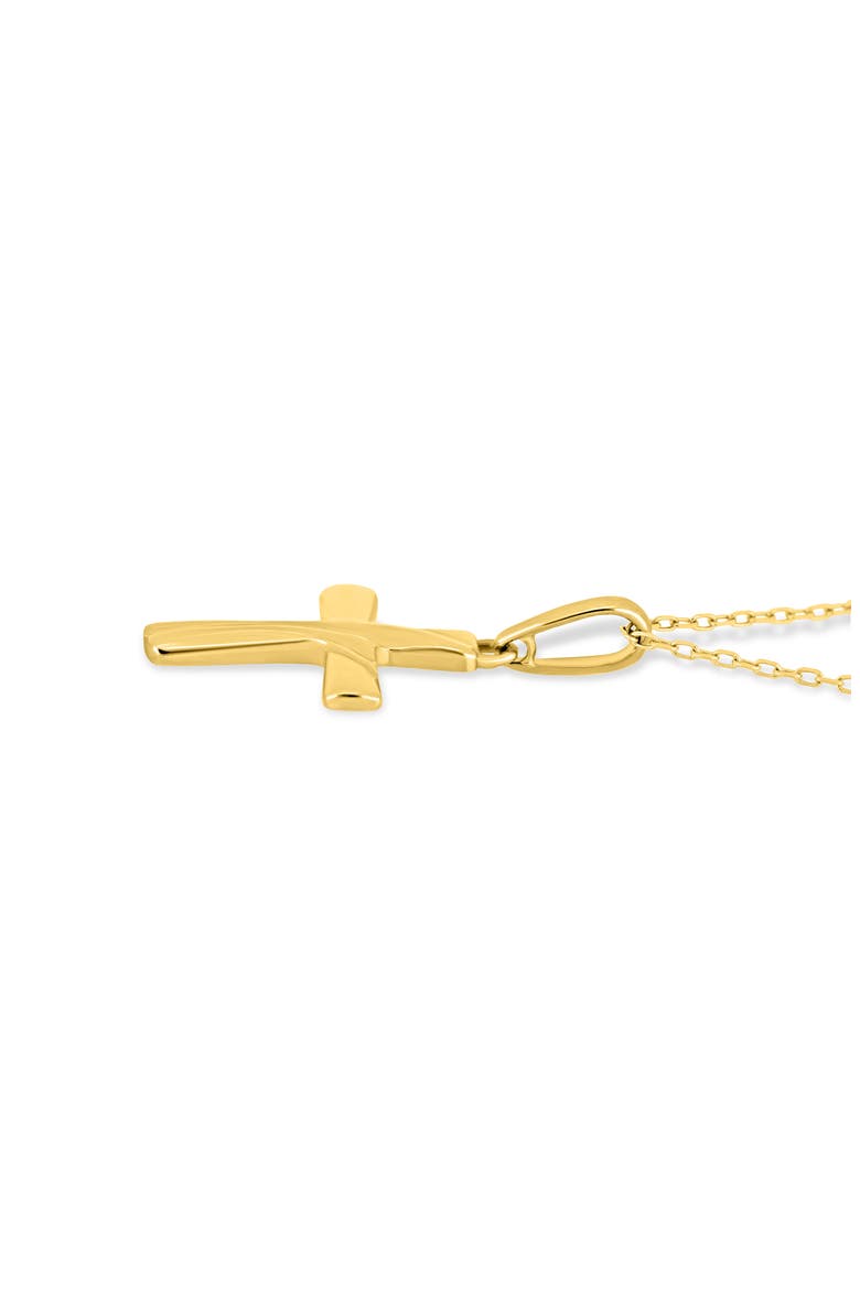 14K Gold Textured Cross Pendant Necklace (Online Trunk Show), Alternate, color, 14K YELLOW GOLD