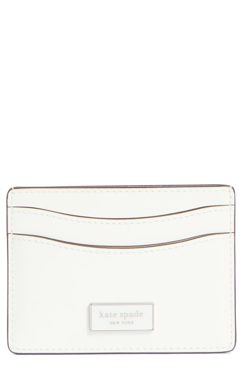Kate Spade New York sam icon leather card wallet, Main, color, True White