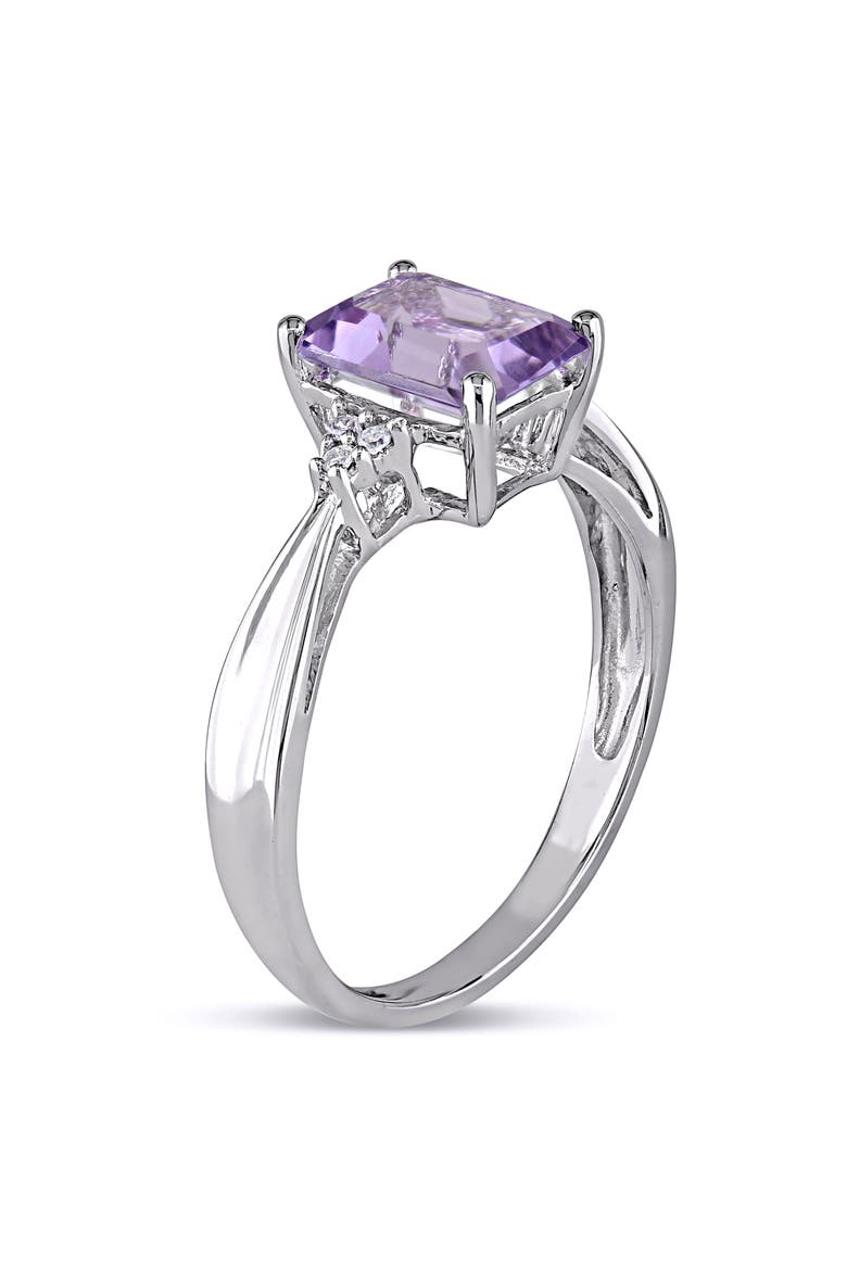 Emerald-Cut Amethyst & Diamond Ring, Alternate, color, Amethyst