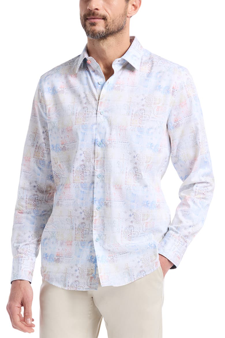 Vista Classic Fit Stretch Button-Up Shirt, Alternate, color, MULTI WHITE