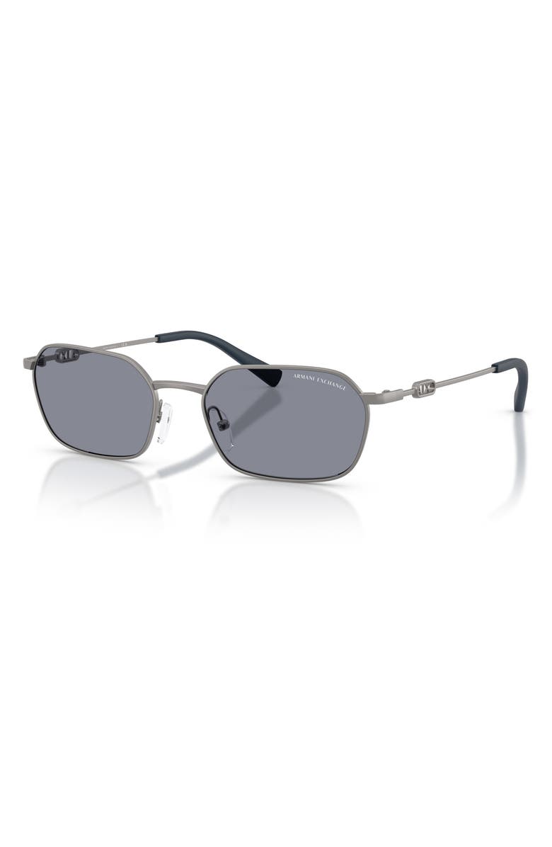 AX Armani Exchange 54mm Irregular Sunglasses, Alternate, color, Matte Gunmetal / Grey