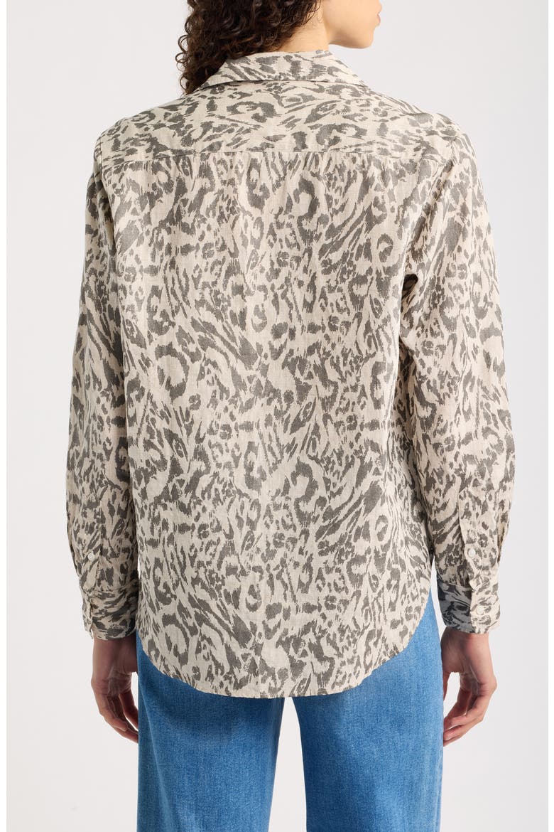 Eileen Relaxed Linen Shirt, Alternate, color, GLITTER ANIMAL PRINT