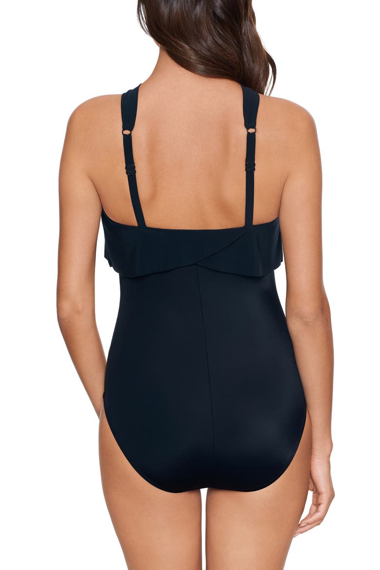 Halter Neck One-Piece Swimsuit, Alternate, color, BLACK