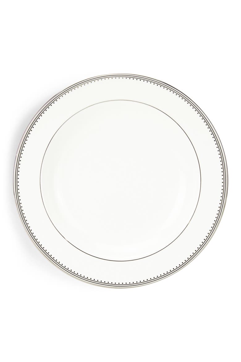 Grosgrain Rim Soup Plate, Main, color, WHITE