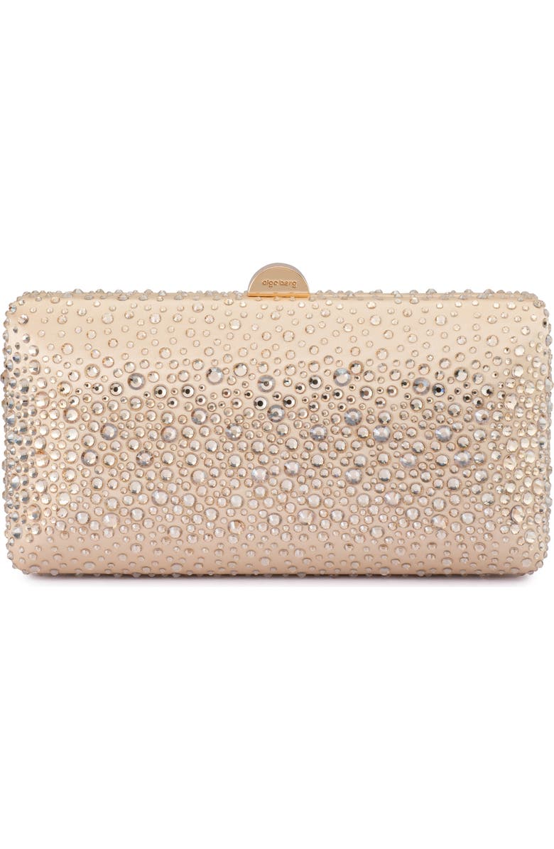 Olga Berg Kira Hotfix Frame Clutch, Main, color, Champagne