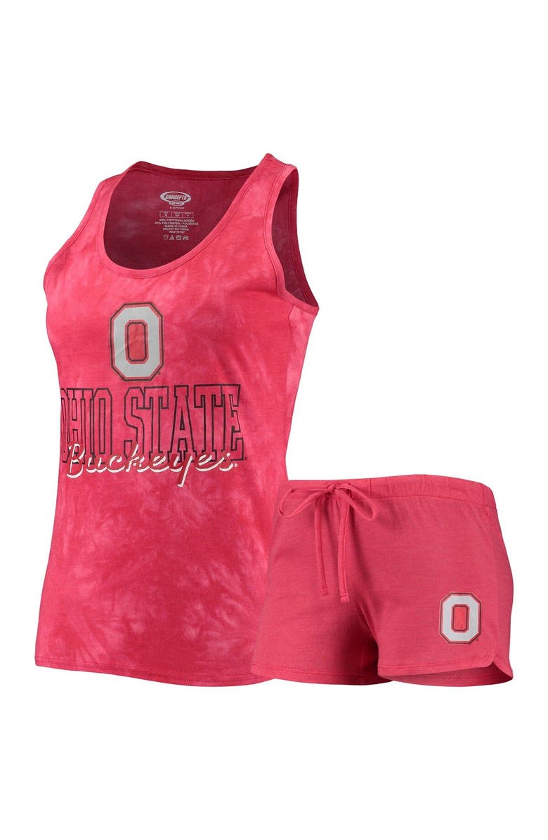 CONCEPTS SPORT Women's Concepts Sport Scarlet Ohio State Buckeyes Billboard Tie-Dye Tank Top & Shorts Set, Main, color, 