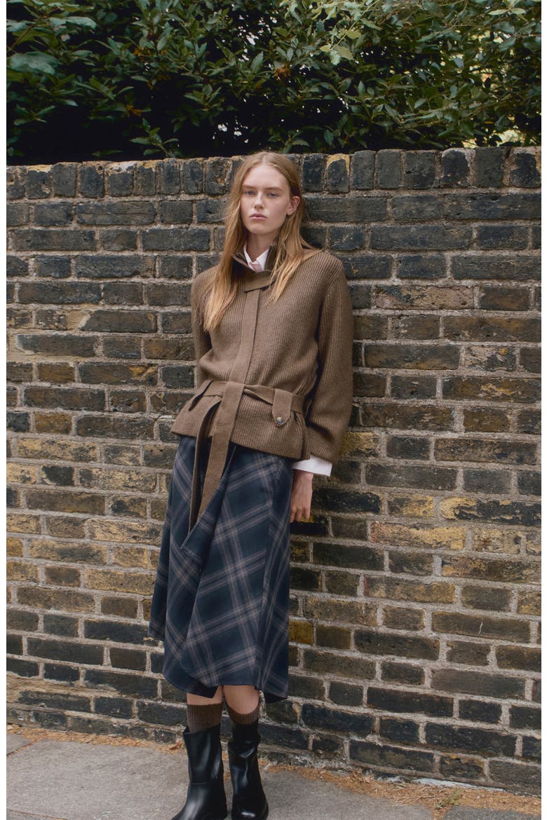 Belted Knit Jacket, Alternate, color, CHOCOLATE