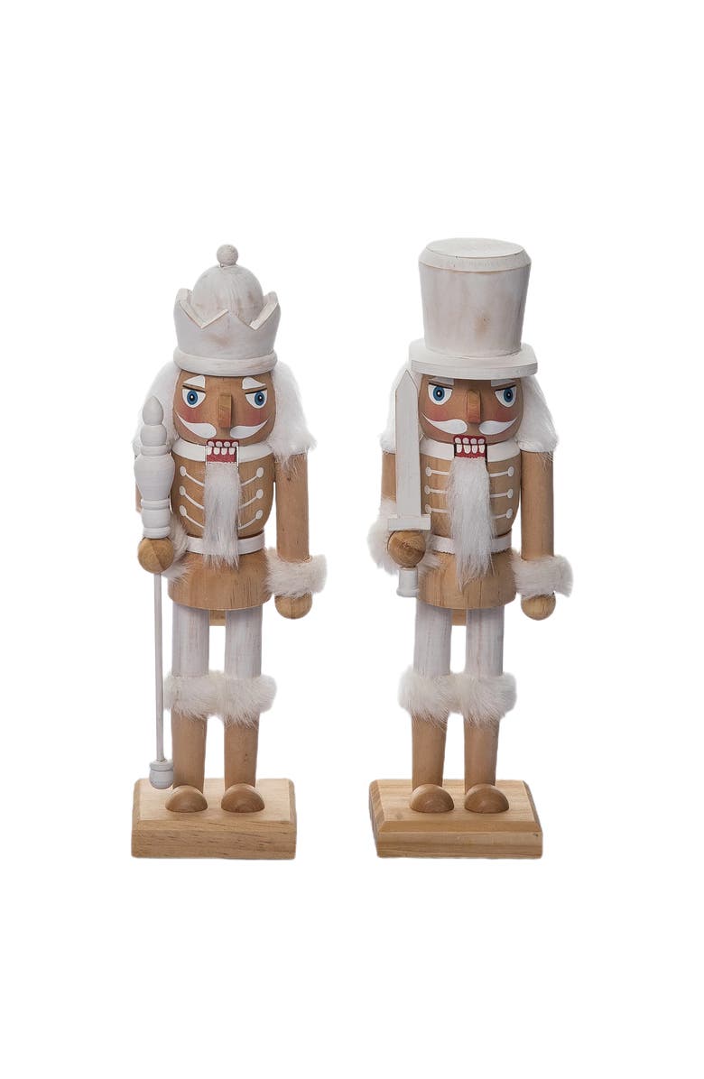 Transpac Medium Wood White Rustic Nutcracker Set of 2 Christmas Decor, Main, color, 
