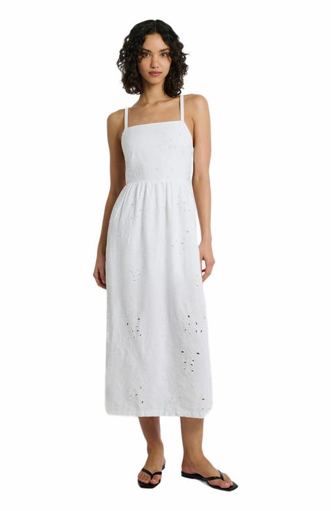 Air Linen Straight Neck Maxi Dress