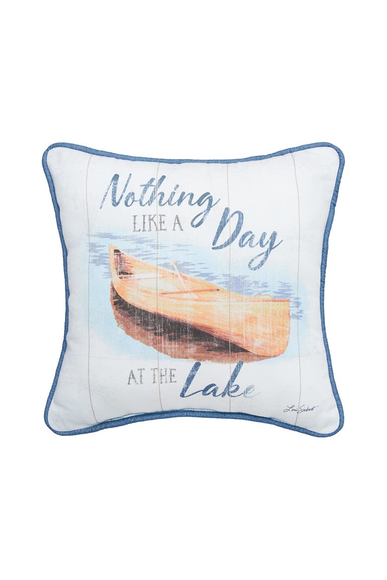 Day At The Lake Printed Small/Petite Accent Pillow 10" x 10", Main, color, Blue