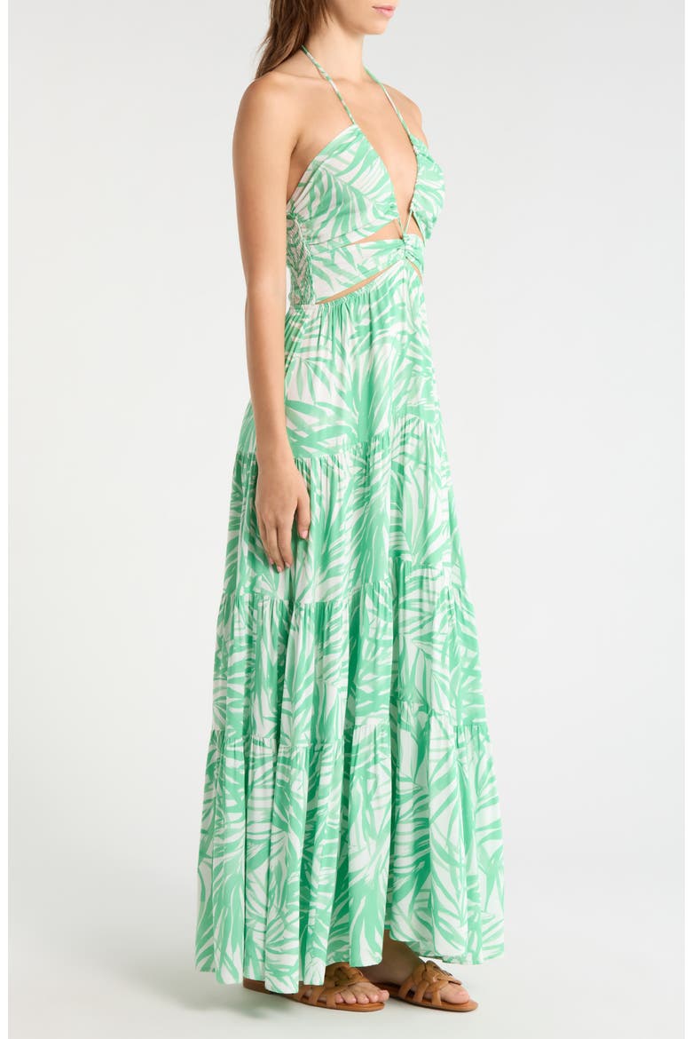 Cutout Cover-Up Maxi Dress, Alternate, color, GREEN BALI PRINT