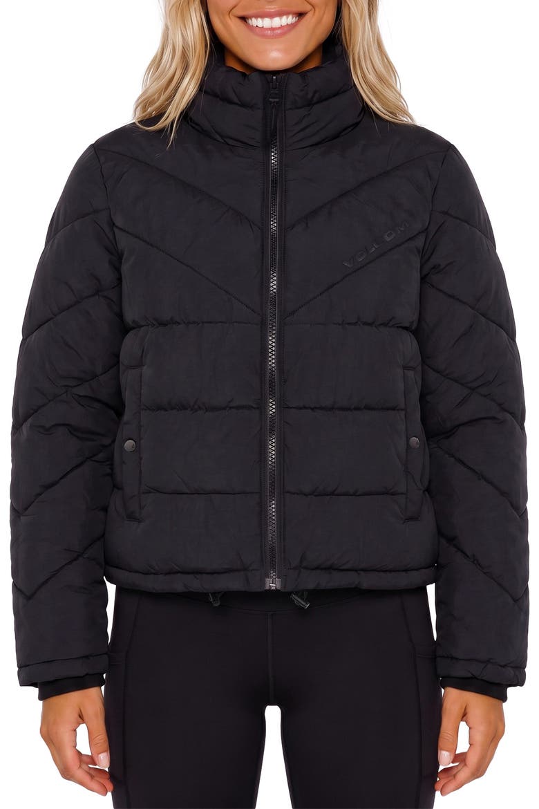 Mia Water Resistant Puffer Jacket, Main, color, BLK